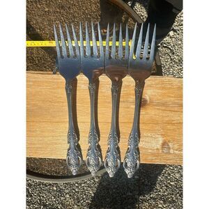 4‎ ONEIDA Renoir-Pembrooke Stainless Sss 1991 Floral Pierced Salad Forks USA